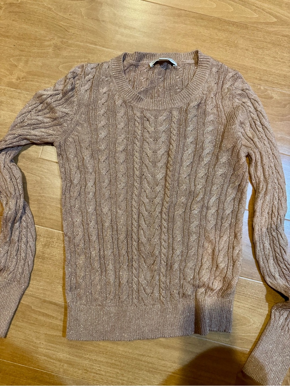 Banana Republic Gold Cable Knit Crewneck Sweater